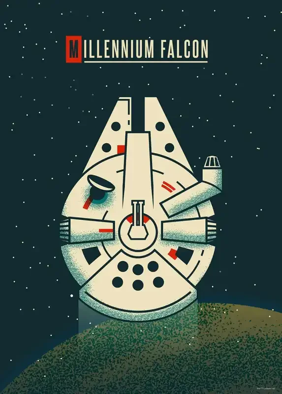 póster decorativo Star Wars Millenium Falcon azul oscuro de Disney – 612857