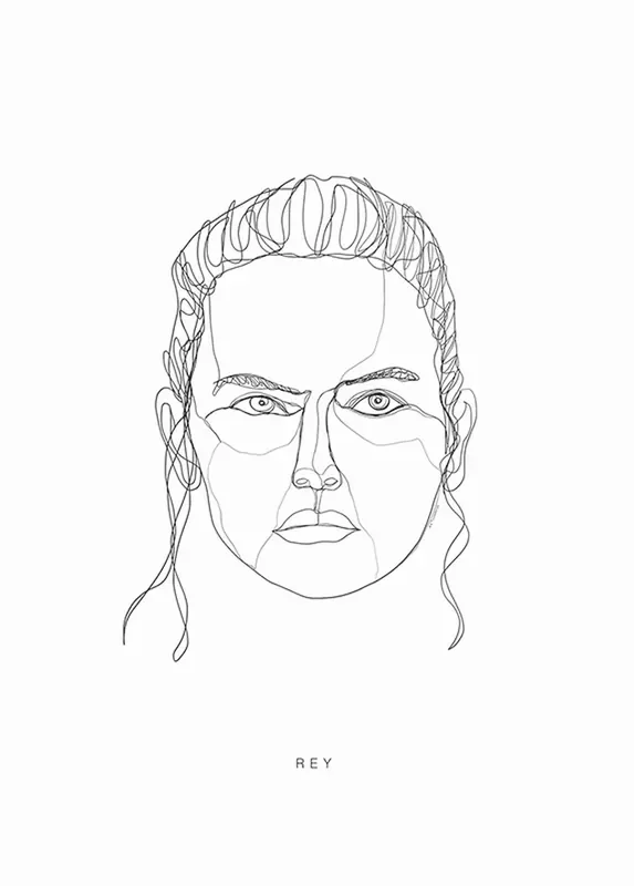 póster decorativo Star Wars Rey blanco y negro de Disney – 610235