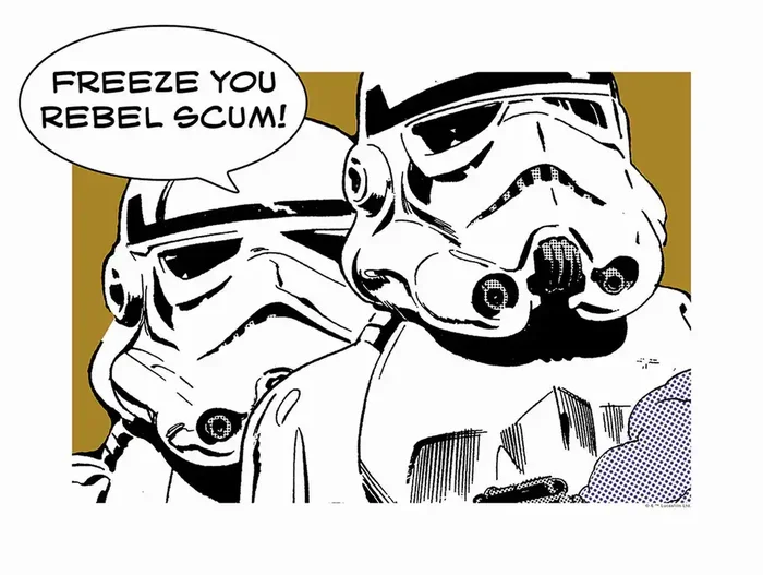 póster decorativo Star Wars Stormtrooper amarillo ocre, negro y blanco de Disney – 610242