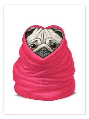 Pug in a warm blanket de Nikita Korenkov