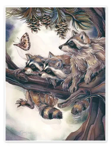 Raccoons and butterfly de Jody Bergsma MGL Licensing