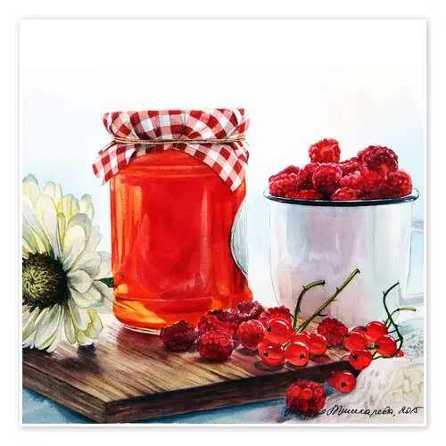 Raspberry jam watercolor painting de Maria Mishkareva