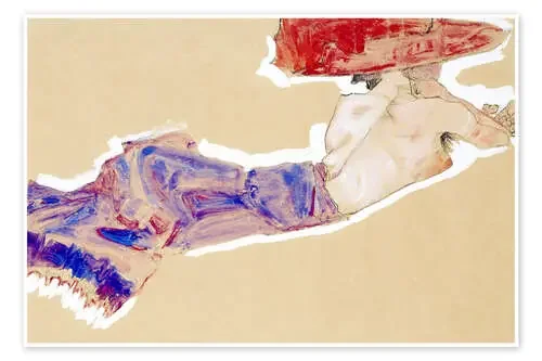 Reclining Semi-Nude with Red Hat de Egon Schiele ARTOTHEK