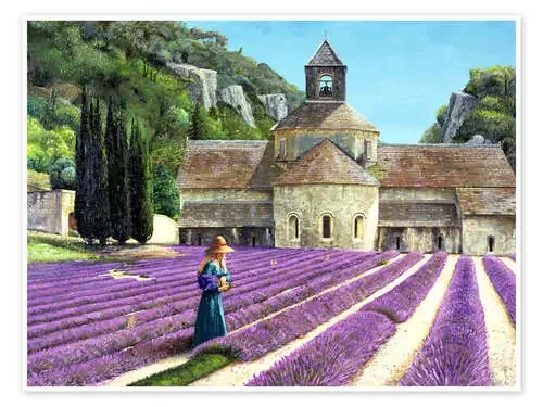Recolector de lavanda, Abbaye Senanque, Provence de Trevor Neal Bridgeman Images