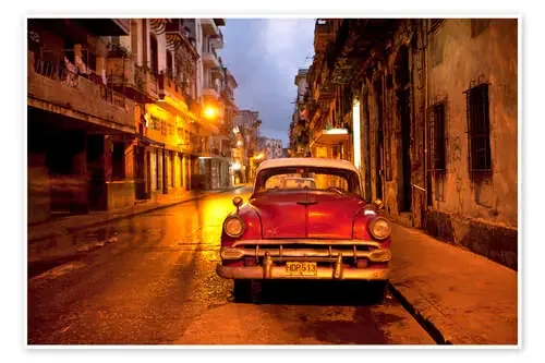 Red vintage American car in Havana de Lee Frost Robert Harding
