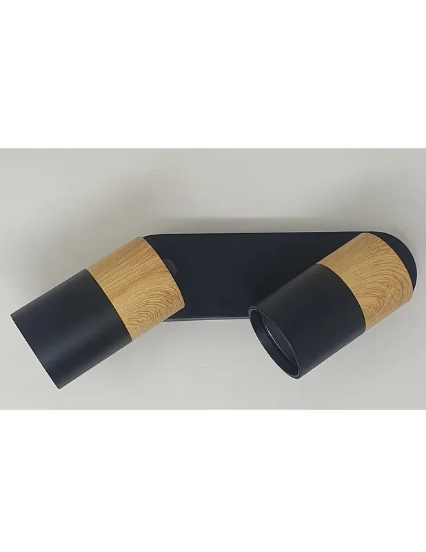 Regleta 2 Focos Cilindro Combinado Madera