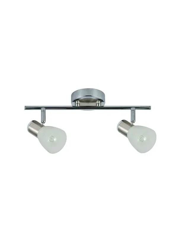Regleta 2 Focos Orientable Metal Níquel con Cristal