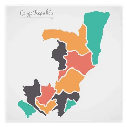Republic of the Congo map modern abstract with round shapes de Ingo Menhard