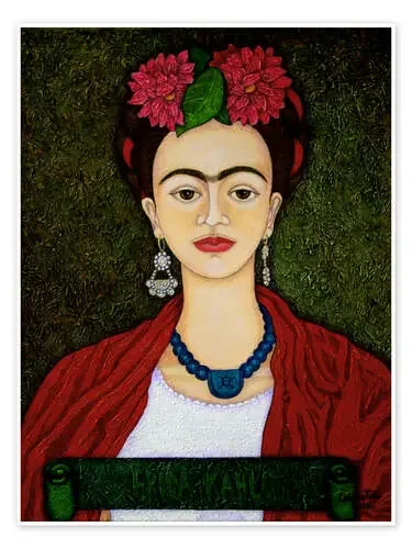 Retrato de Frida Kahlo con dalias de Madalena Lobao-Tello