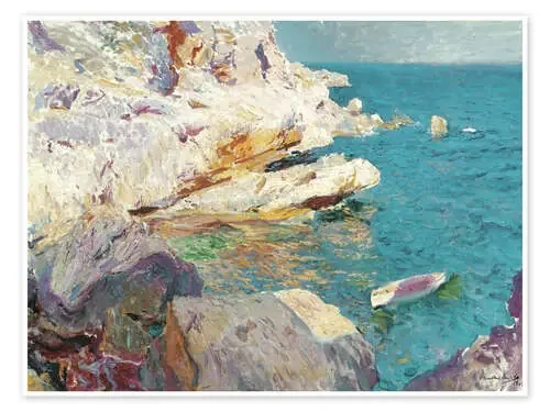 Rocas de Jávea y el bote blanco de Joaquín Sorolla y Bastida Master Collection