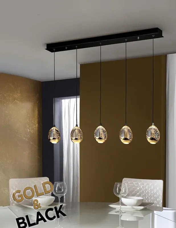 Rocío Lámpara Lineal 5 Luces Negro Oro Schuller