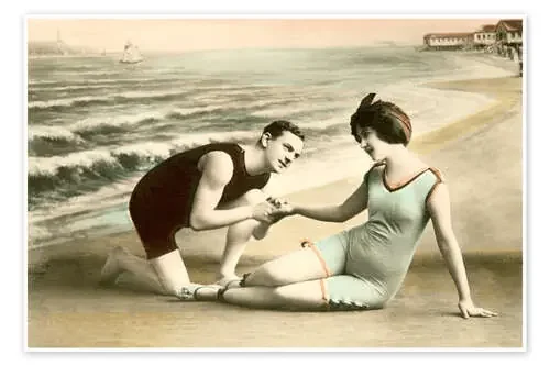 Romantic Victorian Couple on the Beach Bridgeman Images