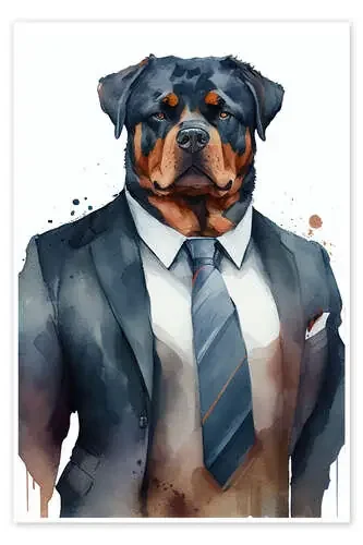 Rottweiler Wearing Suit and Tie de Dreamscapes