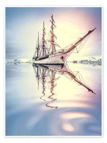 Sailboat against glacier in Antarctica Editors Choice