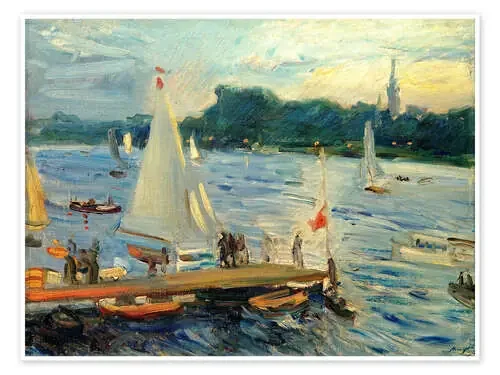 Sailboats on the Alster Lake in the evening de Max Slevogt akg-images