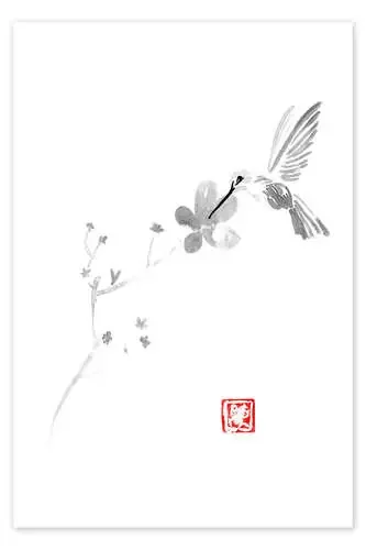 Sakura cherry blossom and bird de Péchane