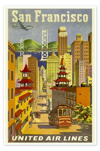 San Francisco United Airlines de Vintage Travel Collection