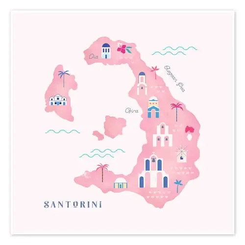 Santorini Map de Carly Watts