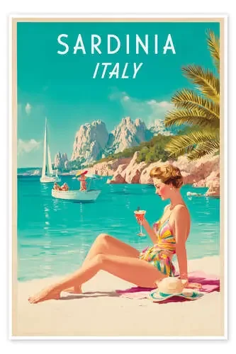 Sardinia, Italy, Vintage Travel Art de Thomas Klee