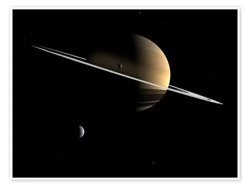Saturn and its moons Dione and Tethys de Walter Myers Stocktrek Images