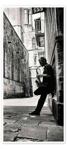 Saxophone Player in the Streets of Barcelona de GertJan van Geerenstein 1x