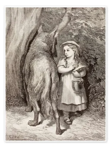 Scene From Little Red Riding Hood By Charles Perrault de Gustave Doré Design Pics