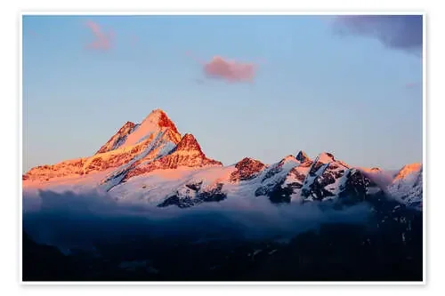 Schreckhorn alpen glow at sunset View from First, Grindelwald, Switzerland de Peter Wey
