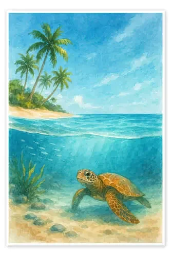 Sea turtle on a tropical beach de Natalie Bruns