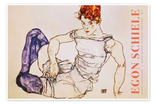 Seated Woman in Violet Stockings, 1912 de Egon Schiele Exhibition Posters