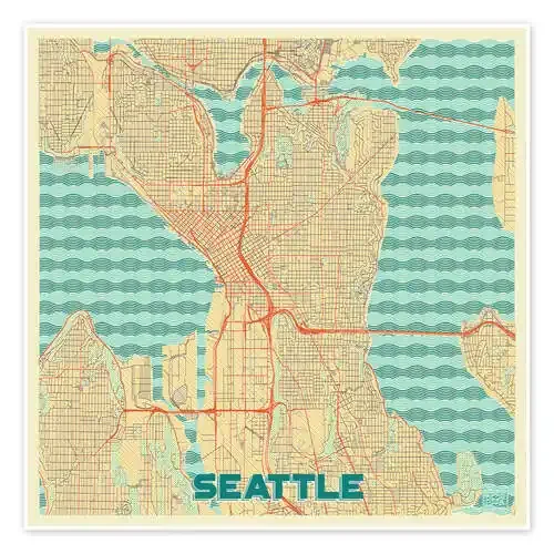 Seattle Map Retro de Hubert Roguski