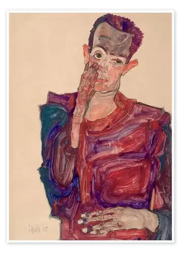 Self-Portrait with Pulled Eyelid Down de Egon Schiele Master Collection