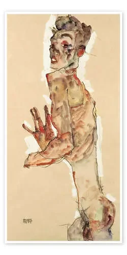 Self-Portrait with Splayed Fingers de Egon Schiele Master Collection