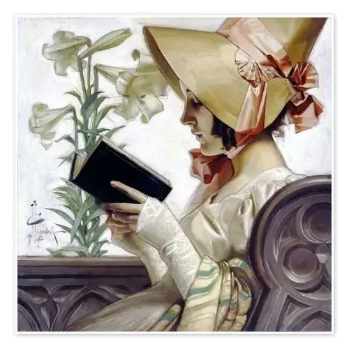 Señora con un libro de Joseph Christian Leyendecker Master Collection