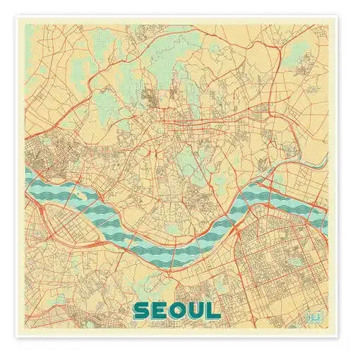Seoul Map Retro de Hubert Roguski