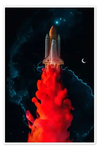 Shining rocket launch in the night sky de Gen Z