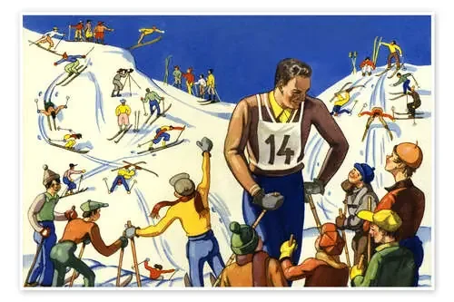Skiers at a Ski Slope, 1936 de Vintage Ski Collection akg-images