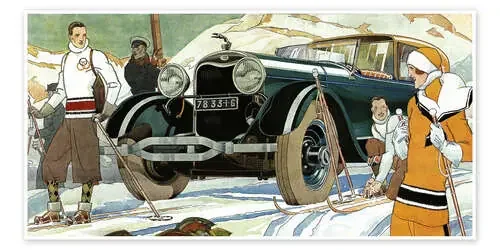 Skiers with Lincoln, Ford, France, 1928 de Vintage Ski Collection akg-images