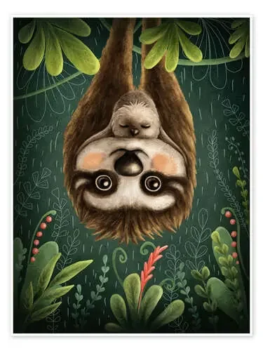 Sloth mamá con bebé de Elena Schweitzer