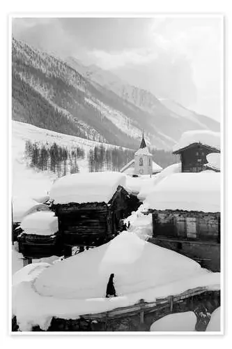 Snowy Alpine Village de Vintage Ski Collection akg-images