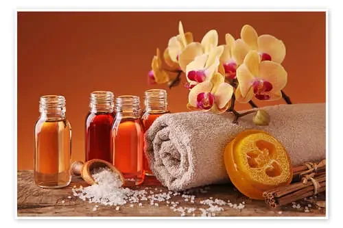 Spa still life with essential oils and orchid de Elena Schweitzer