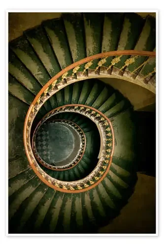 Spiral staircase in green and brown tones de Jaroslaw Blaminsky