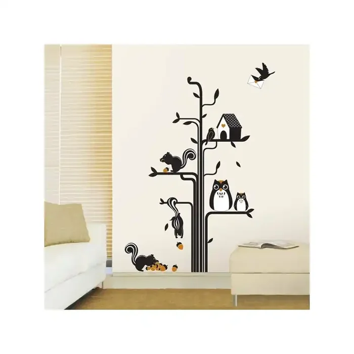 STICKER OWLS SQUIRRELS TREE DP-08164