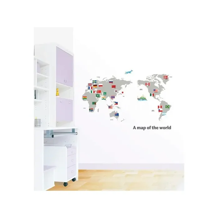 STICKER WORLD MAP WITH FLAGS DP-08168