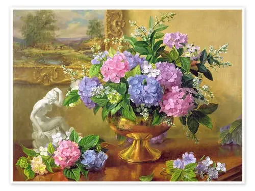 Still Life with hydrangeas and lilacs de Albert Williams Bridgeman Images