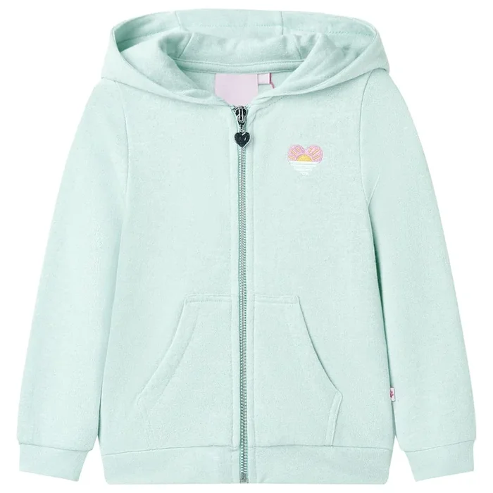 Sudadera de niños con capucha cremallera verde menta claro mezcla 92