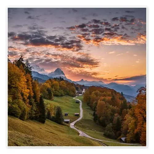 Sunset over the Zugspitze Mountain, Bavaria, Germany de Achim Thomae