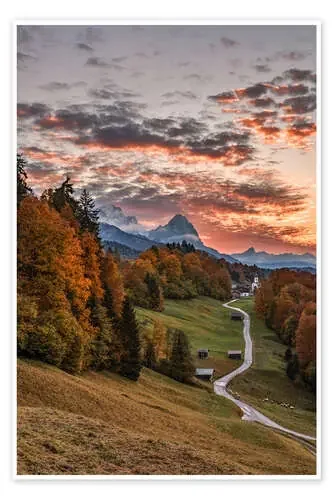 Sunset over Zugspitze Mountain, Bavaria de Achim Thomae