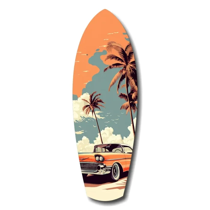 Sunset Ride 60s Vibes Glass Wall Art – 12 » X 35 «