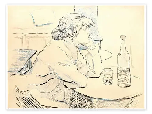 Suzanne Valadon sitting at table de Henri de Toulouse-Lautrec Master Collection