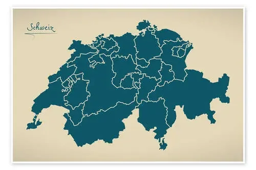 Switzerland Modern Map Artwork Design de Ingo Menhard